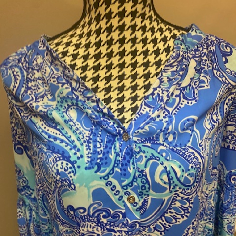 Lilly Pulitzer long-sleeved casual blouse (Nice Ink)